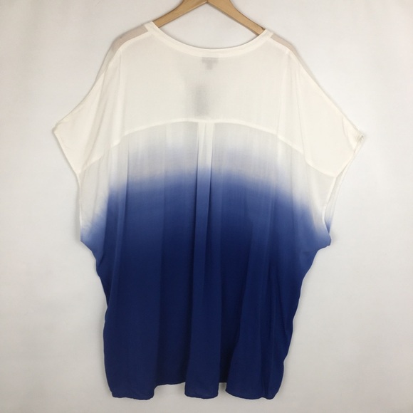 Torrid Blue Dip Dye Challis Ombré Dolman Blouse Top Dolman Fit NEW Women’s Sz 4X - Picture 12 of 15